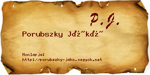 Porubszky Jákó névjegykártya